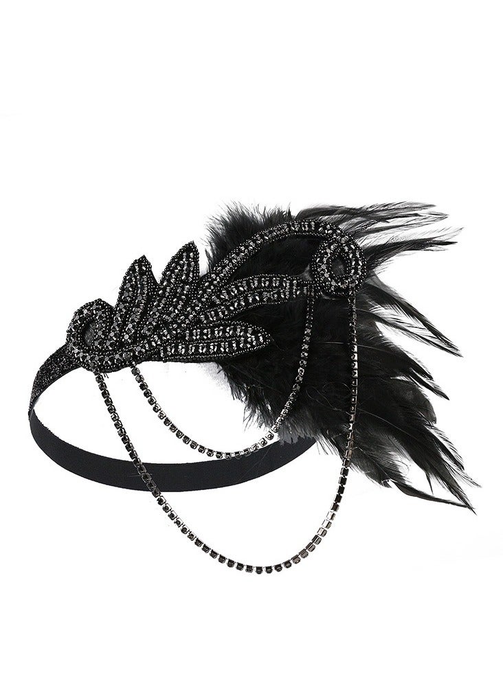 Generic 1920s Women Feather Flapper Vintage Headpiece Roaring 20s Great Gatsby Headband（B)  - Image 4