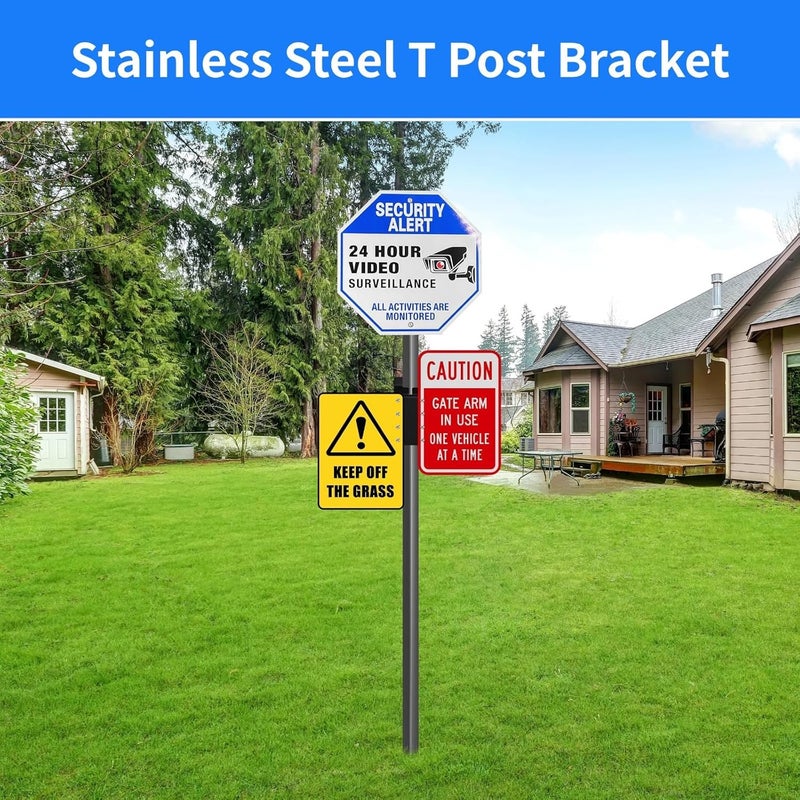 6 Pcs T Post Bracket with 50 Screws, Stainless Steel Mounting Bracket, Heavy Duty T-Post Target Mount, T Shape Pole Bracket for Fences, Mailboxes, Birdhouses - Image 5