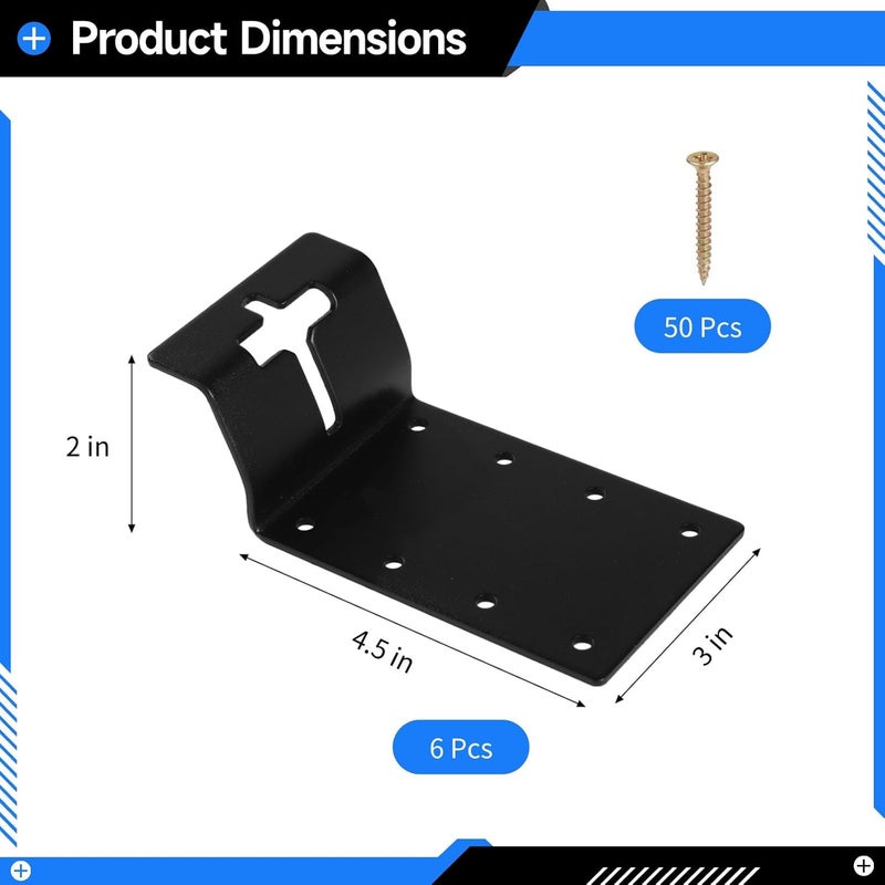 6 Pcs T Post Bracket with 50 Screws, Stainless Steel Mounting Bracket, Heavy Duty T-Post Target Mount, T Shape Pole Bracket for Fences, Mailboxes, Birdhouses - Image 3