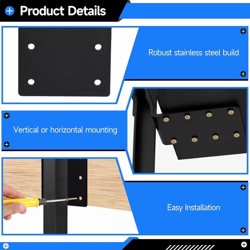 6 Pcs T Post Bracket with 50 Screws, Stainless Steel Mounting Bracket, Heavy Duty T-Post Target Mount, T Shape Pole Bracket for Fences, Mailboxes, Birdhouses - Image 2