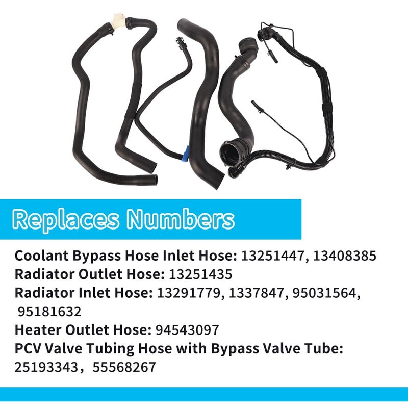 Generic Magimaker 5Pcs Engine Radiator Coolant Hose, Heater Hose, PCV Pipe Set 13251447 13251435 13291779 94543097 25193343 Compatible with Chevy Cruze 1.4L 2011 2012 2013 2014 2015 2016  - Image 2