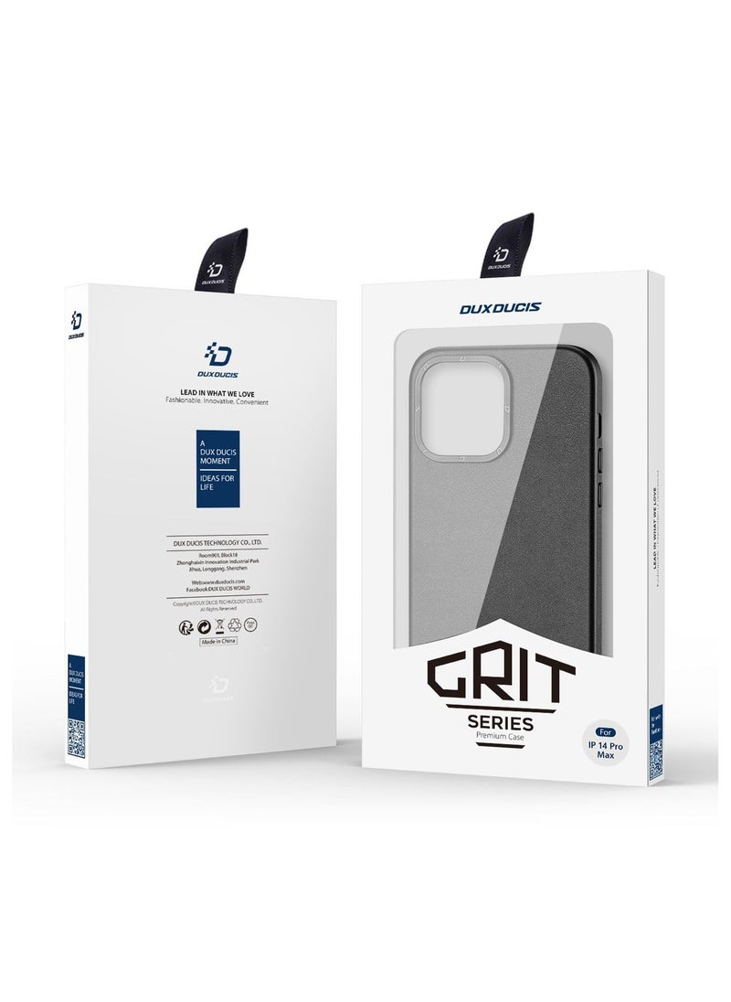 Generic - Grit Series PU Back Cover with MagSafe for iPhone 14 Pro Max_Black - Image 1