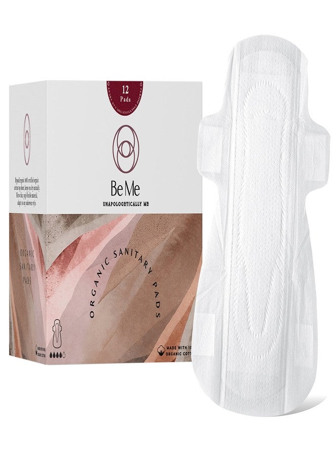 Beme Be Me - Sanitary Pads for Women - Double Wing - For Heavy Flow & Overnight Pad - With Brown Disposal Pouches, Rash Free, Biodegradable, Anti Bacterial Napkin (Extra Large - Pack of 12 Pads) - Image 1