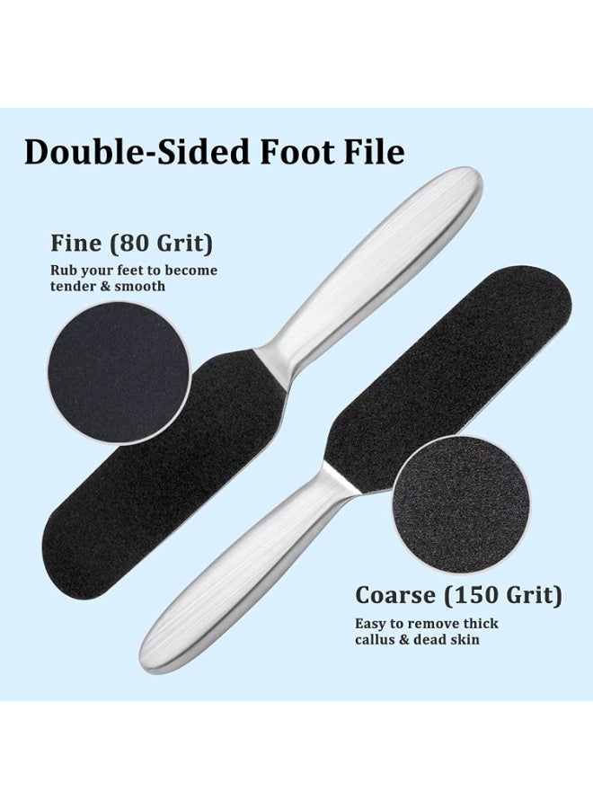 أجهزة إزالة أقدام الفولاذ المقاوم للصدأ مزدوجة الجانب ، أجهزة غسيل أقدام محترفة للجلد الميت والكعب الجاف ، أدوات إزالة أقدام قابلة لإعادة الاستخدام للأقدام الجافة والرطبة - Image 4