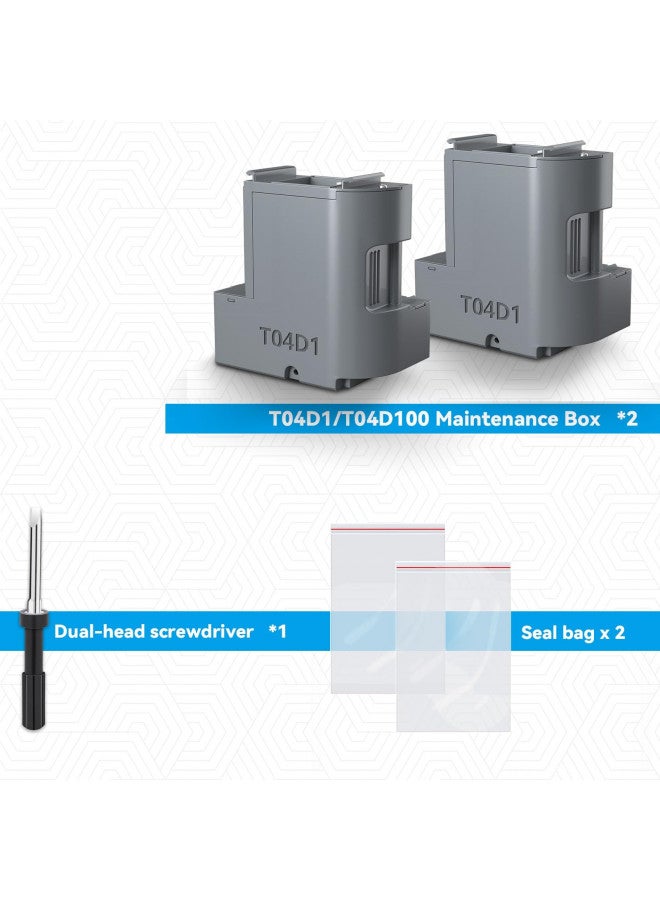 SubliPlus+ T04D1/T04D100 Ink Maintenance Box Replacement for ET-3750 ET-15000 ET-4760 ET-3760 XP-5100 ET-3850 ET-4850 WF-2860 ET-3710 ET-5150 ET-3830 ET-M1000 ST-3000 ET-M2170 etc. Printers 2 Packs - Image 2