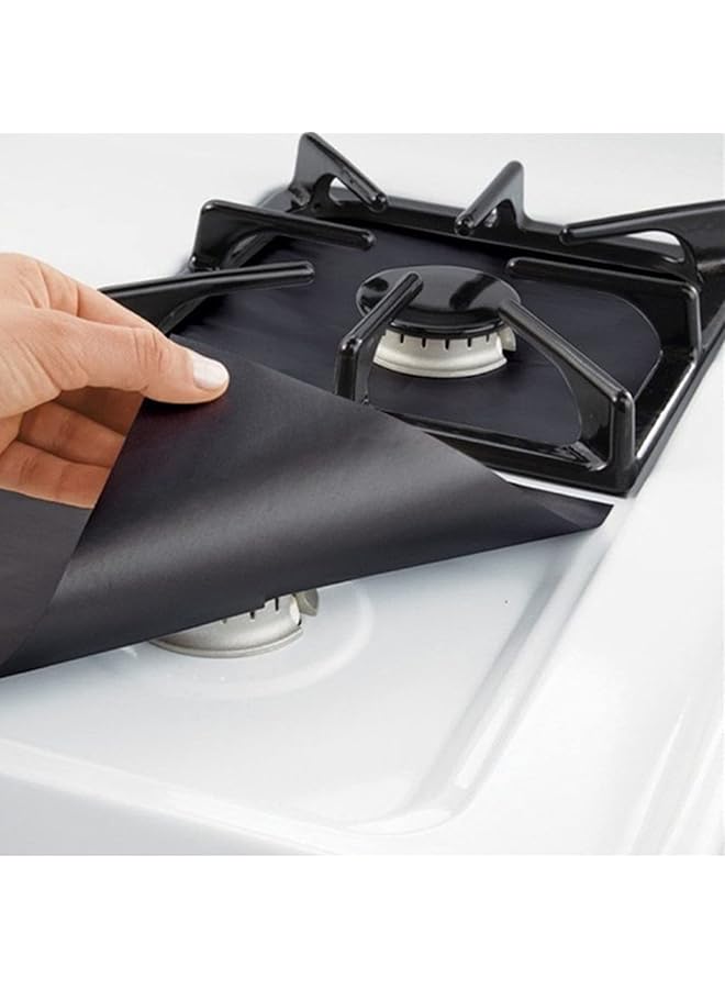 إيروريكس أغطية شعلات الموقد مكونة من قطعتين، سميكة مزدوجة وقابلة لإعادة الاستخدام، غير لاصقة ومقاومة للحرارة، بطانات شعلات قابلة للقطع للمطبخ وسهلة التنظيف، مقاس 10.6 بوصة × 10.6 بوصة، أسود - Image 1