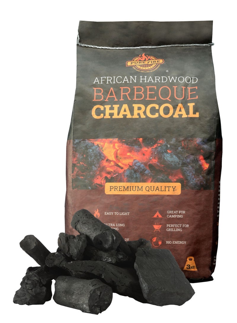 Pure Fire 3kg Natural Hardwood – High-Quality Lumpwood Coal | Small Logs for Camping & Small Grills - Image 2