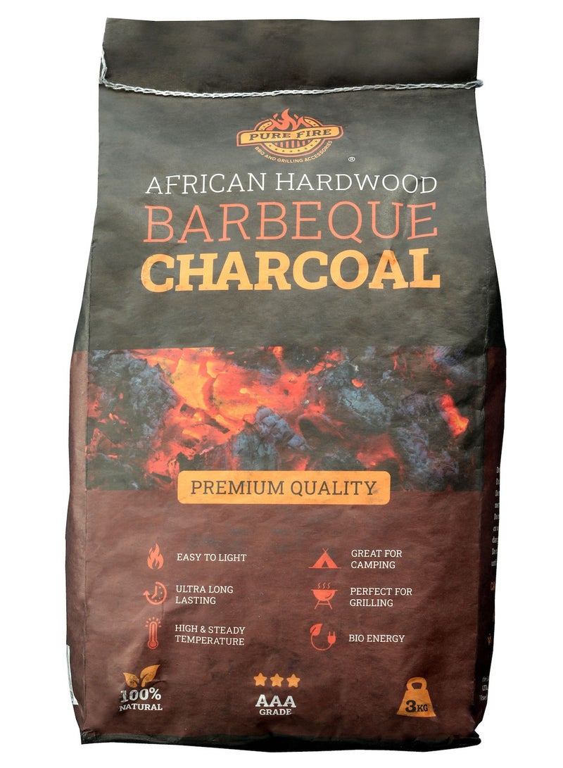 Pure Fire 3kg Natural Hardwood – High-Quality Lumpwood Coal | Small Logs for Camping & Small Grills - Image 1
