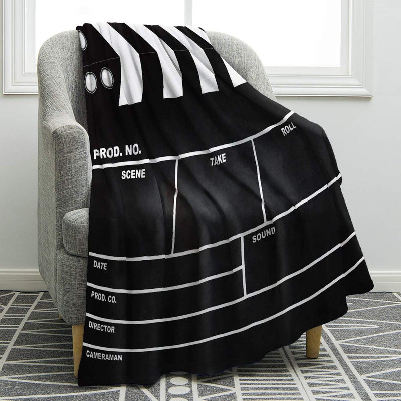 Jekeno Movie Clapboard Gifts Throw Blanket, Theater Home Film Cinema Decor Gifts Ideas for Women Men Movie Lover Adult Boy Girl Actor Director Acting Gift - Image 1