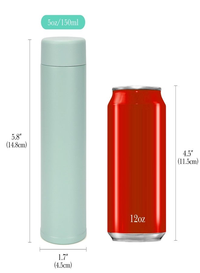 لينكيديا زجاجة مياه صغيرة من لينكيدا سعة 150 مل (5 أونصة)، زجاجة مياه صغيرة معزولة بتفريغ الهواء مصنوعة من الفولاذ المقاوم للصدأ للمشروبات الساخنة والباردة، ترمومتر فلاسك مناسبة لحقيبة اليد والمحفظة والجيب (أخضر فاتح) - Image 2