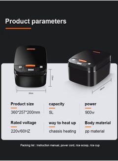 Generic 5L Intelligent Rice Cooker, Home Rice Cooker Intelligent Timer Reservation Heating Rice Cooker, High Heat Rapid Cooking, Multifunctional Home Rice Cooker with Timer, Reservation Setting and Keep Warm Function  - Image 3