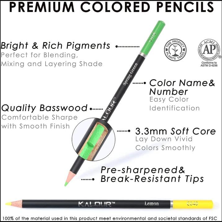 Kalour Artists Premium Colour Pencil Set In Elegant Tin Box -120 Colour Pencil 3.3 mm Soft Core Pencil Set, Ink Multicolor - Image 2