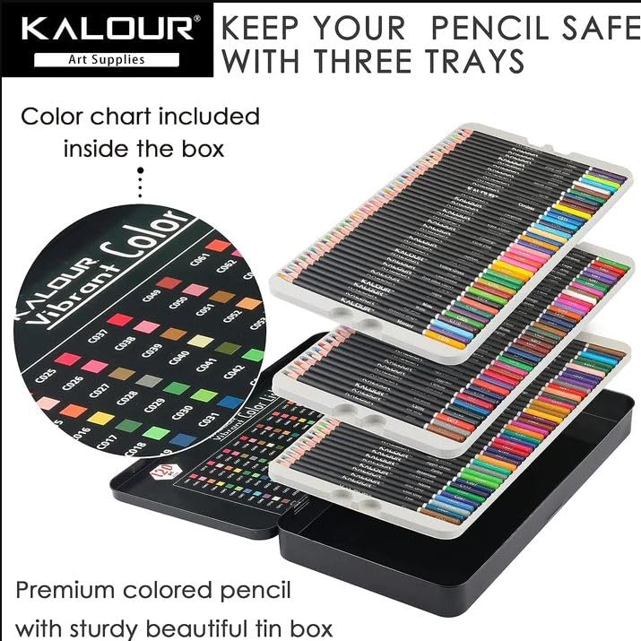 Kalour Artists Premium Colour Pencil Set In Elegant Tin Box -120 Colour Pencil 3.3 mm Soft Core Pencil Set, Ink Multicolor - Image 3