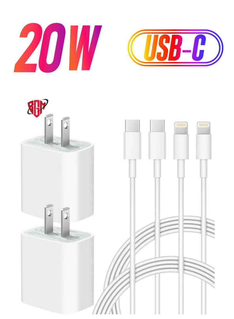 BGM "20W USB-C Wall Charger Set: 2-Pack with 6FT Fast Charging Cable, Compatible with iPhone 14/13/12/11 and iPad Pro"  - Image 1