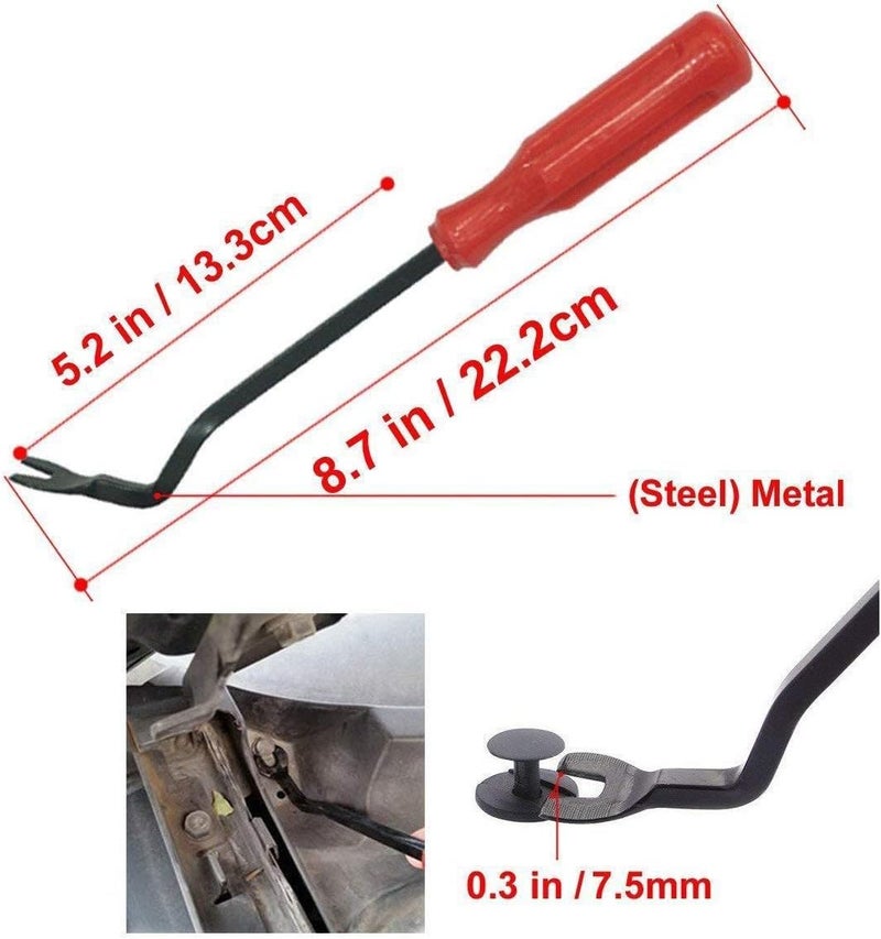 SCIENISH 19Pcs Auto Audio Trim Removal Tool Set & Clip Plier Upholstery Fastener Remover Nylon Dash Door Panel Stereo Tool (Red) - Image 4
