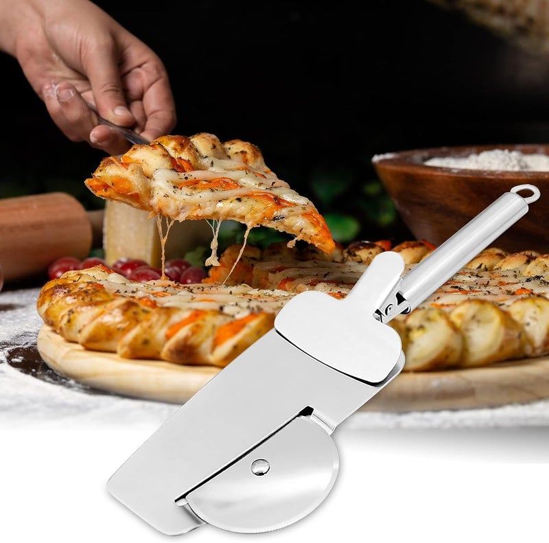 vintak Stainless Steel 3in1 Pizza Cutter Wheel with Ergonomic Handle Multifunctional Baking Tool - Image 2