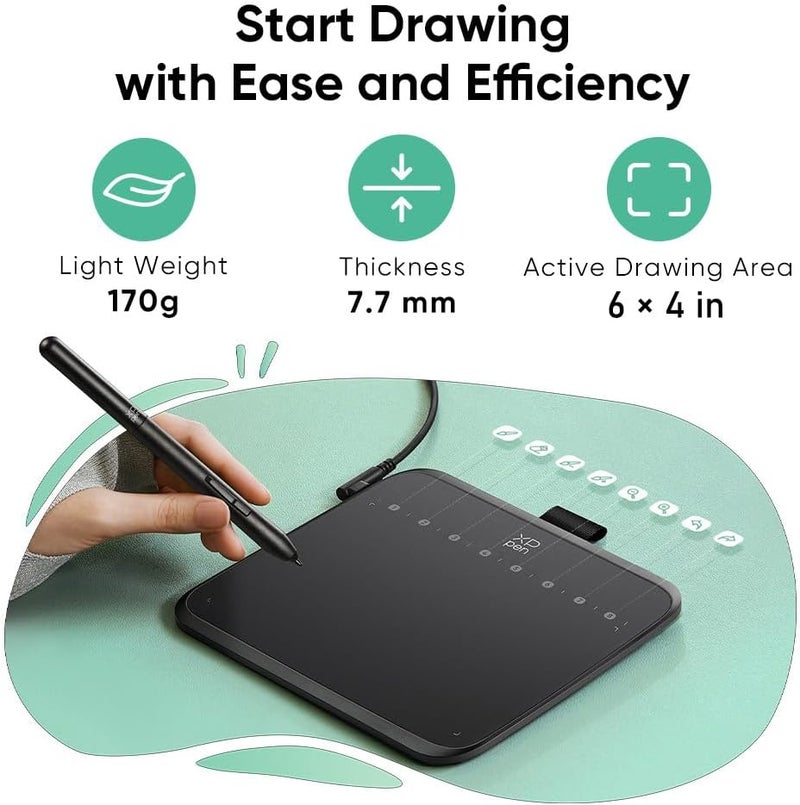 XPPen Deco 640 Drawing Tablet with 16384 Pressure Levels Sensitivity Battery-Free Stylus 6 * 4 Inch OSU Graphic Tablet for Digital Drawing Teaching Designing Editing Work for PC Mac Android - Image 4