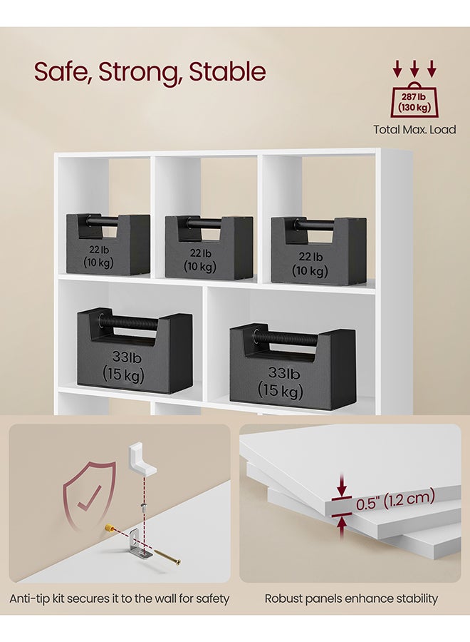 VASAGLE Bookcase, Shelf, Storage Cabinet with 8 Compartments, Freestanding Bookcase, Cube Bookcase, for Living Room, Office, Dining Room, Cloud white - Image 5