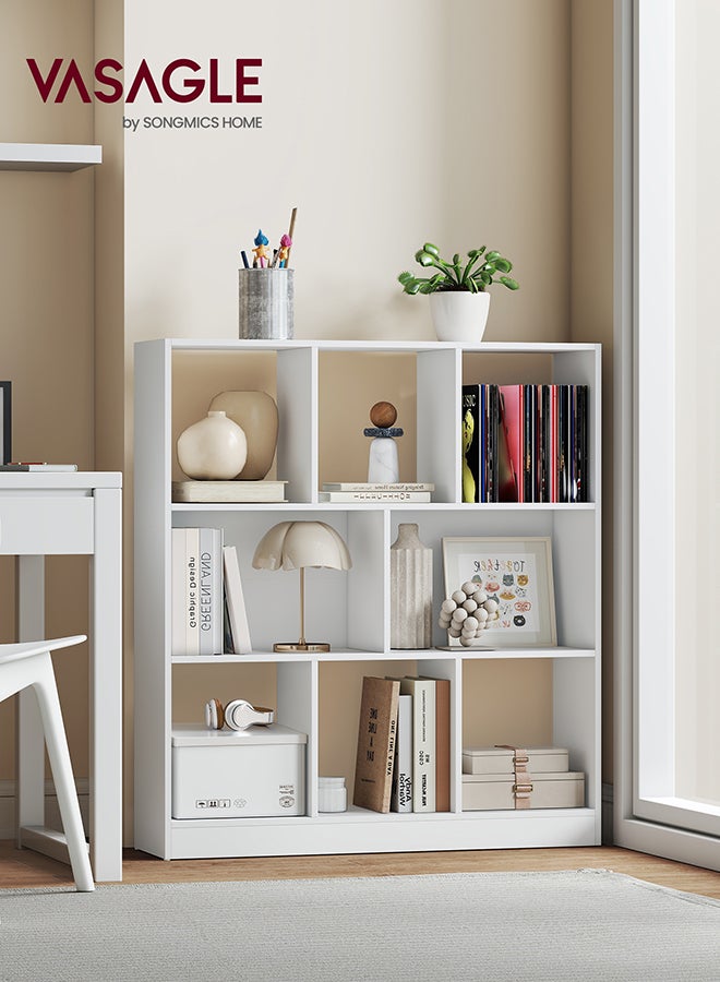 VASAGLE Bookcase, Shelf, Storage Cabinet with 8 Compartments, Freestanding Bookcase, Cube Bookcase, for Living Room, Office, Dining Room, Cloud white - Image 2