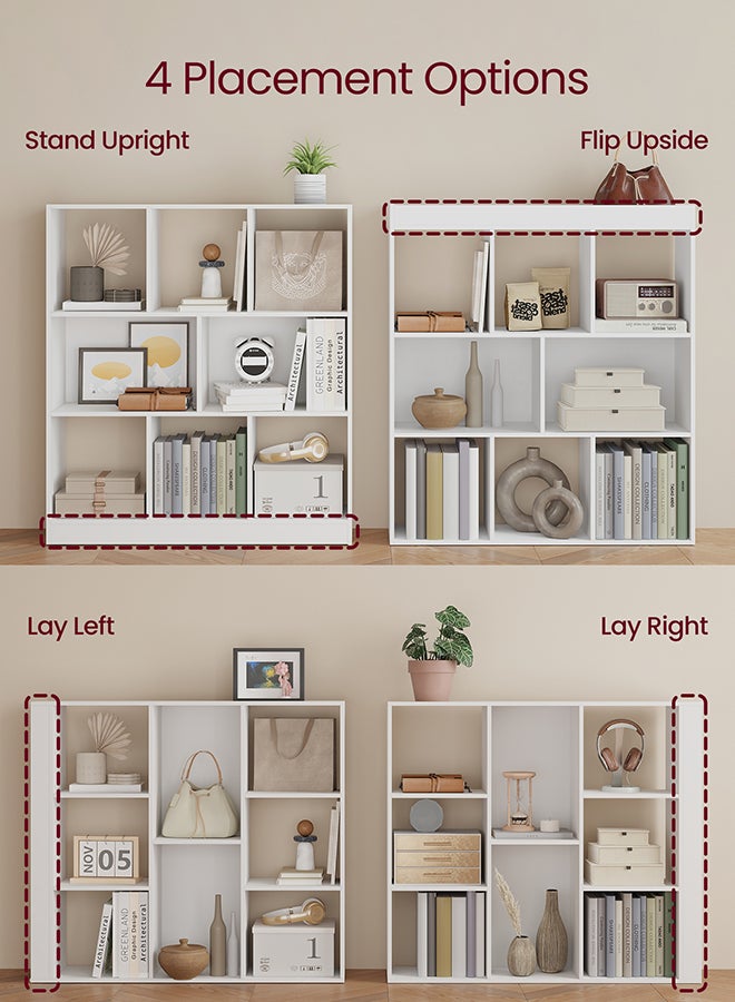 VASAGLE Bookcase, Shelf, Storage Cabinet with 8 Compartments, Freestanding Bookcase, Cube Bookcase, for Living Room, Office, Dining Room, Cloud white - Image 4