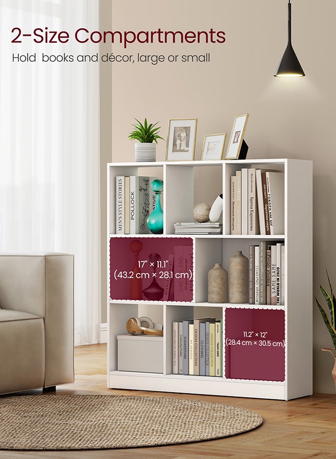 VASAGLE Bookcase, Shelf, Storage Cabinet with 8 Compartments, Freestanding Bookcase, Cube Bookcase, for Living Room, Office, Dining Room, Cloud white - Image 3