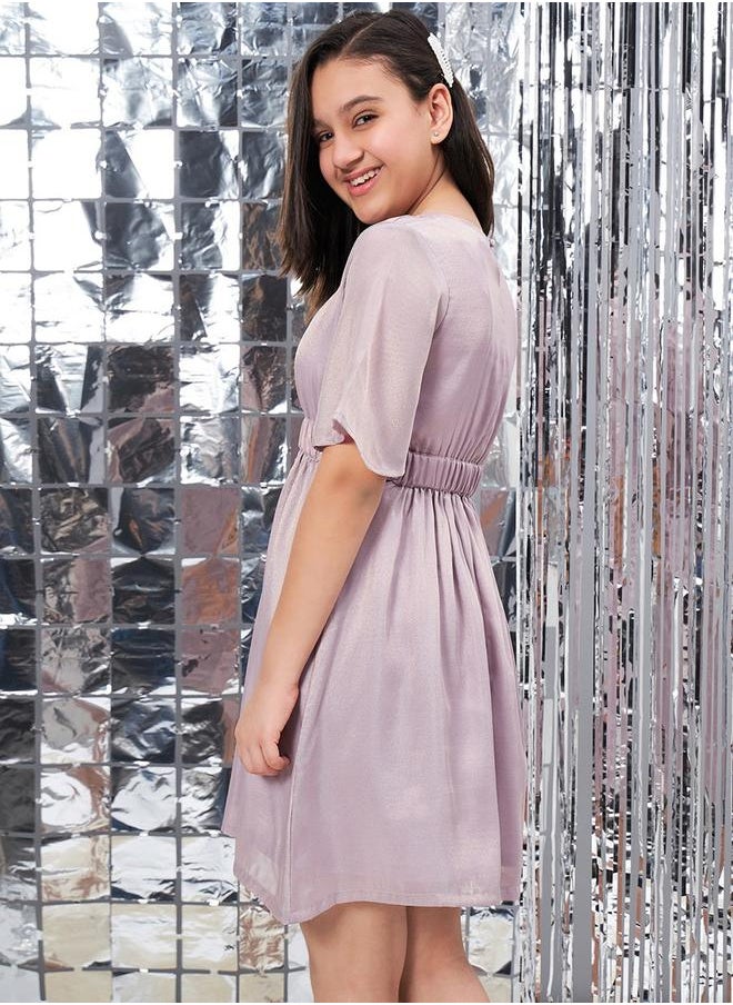 Stylo Bug - Solid Round Neck Short Sleeves Dress by Styli - Image 1