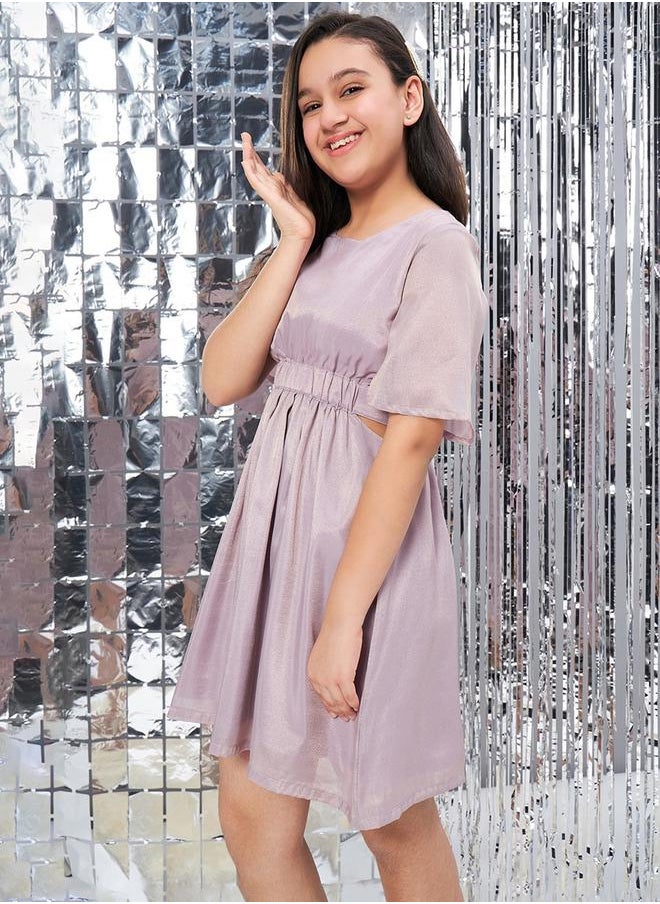 Stylo Bug - Solid Round Neck Short Sleeves Dress by Styli - Image 1