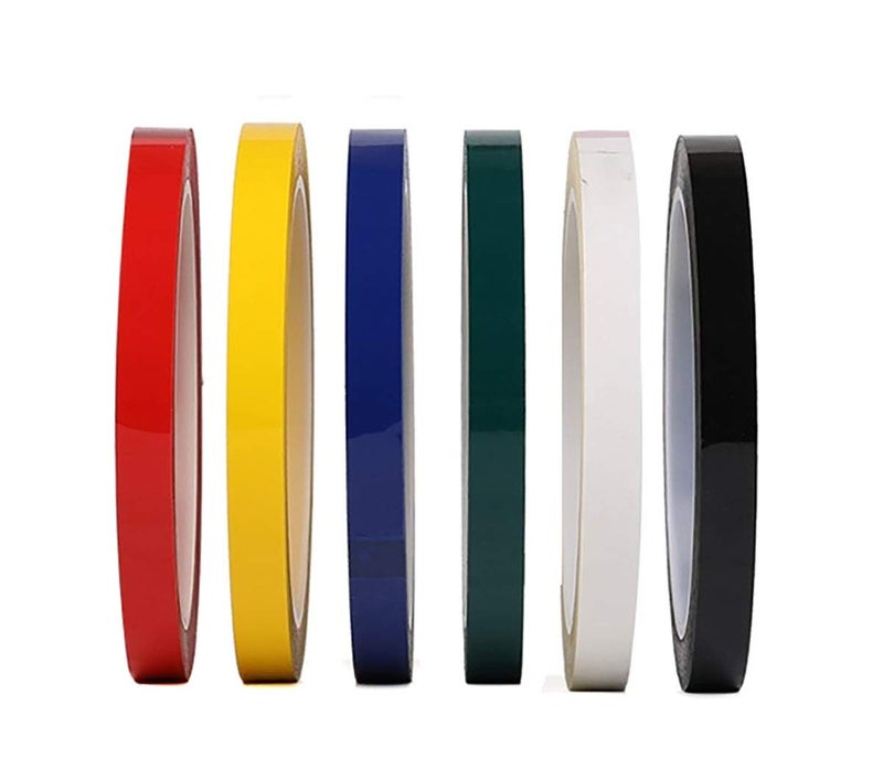 Fodattm 6 Rolls Graphic Art Thin Tape Self-Adhesive Artist Tape Grid Marking Tapes Whiteboard Gridding Tape Dry Erase Tape 72 Yard Per Roll (Multicolor, Widthï¼š5mm)