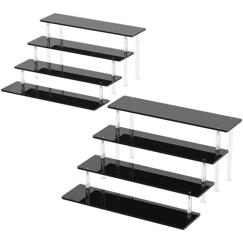 Dooiclear 4 Tier Acrylic Display Risers, Black Perfume Organizer Stand, Large Cupcake Stand Holder, Dessert Display for Party, Display Shelf for Figure and Collection, Riser Stand for Decoration and Organizer - Image 1