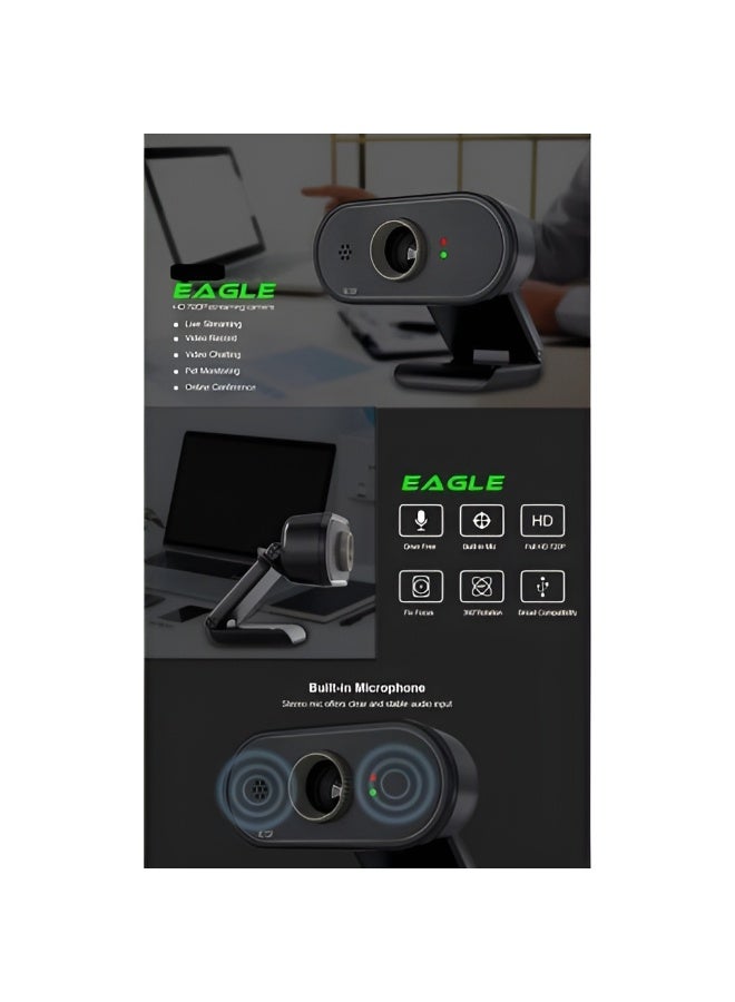 إيجل كاميرا بث مباشر Eagle TGW620 – دقة HD 720P، 30fps، متوافقة مع ويندوز ولينكس –  مناسبة للاستخدام في اللايف والاجتماعات و التعلم عن بعد - لون اسود - Image 5