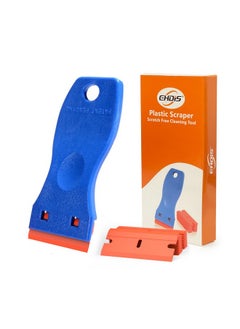 Ehdis EHDIS 1.5" Plastic Razor Scraper with 10pcs Double Edged Plastic Blades Plastic Scraper Tool for Adhesive Remover,Removing Labels Stickers Decals Taping on Glass Windows (Blue)  - Image 1