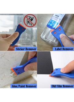 Ehdis EHDIS 1.5" Plastic Razor Scraper with 10pcs Double Edged Plastic Blades Plastic Scraper Tool for Adhesive Remover,Removing Labels Stickers Decals Taping on Glass Windows (Blue)  - Image 2