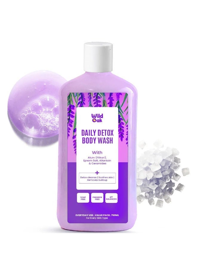 WILD OAK WildOak Fitkari & Epsom Salt Body Wash | 750 ml Value Pack | Added Hyaluronic Acid, Probiotics & Ceramides | Shower Gel for Odor Control, Muscle Relaxation, Skin-Mind Purifying & Post-Workout Recovery - Image 1