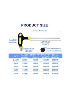 PROMASS Pieces Hex Allen Key Wrench, 2.5-6mm T-Handle Metric Bike Hex Key with Ball End Screwdriver Hand Tool for Bike Pedal Handlebar Disc Brake Mount Repair  - Image 3