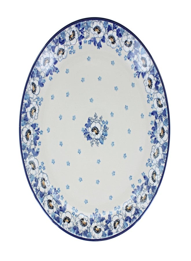 Blue Rose Pottery Blue Rose Polish Pottery - Georgia Blue Dinner Plate - 10.5" Diameter - Great for Everyday Dining, Casual Dining, or as Formal Dinnerware - Image 2