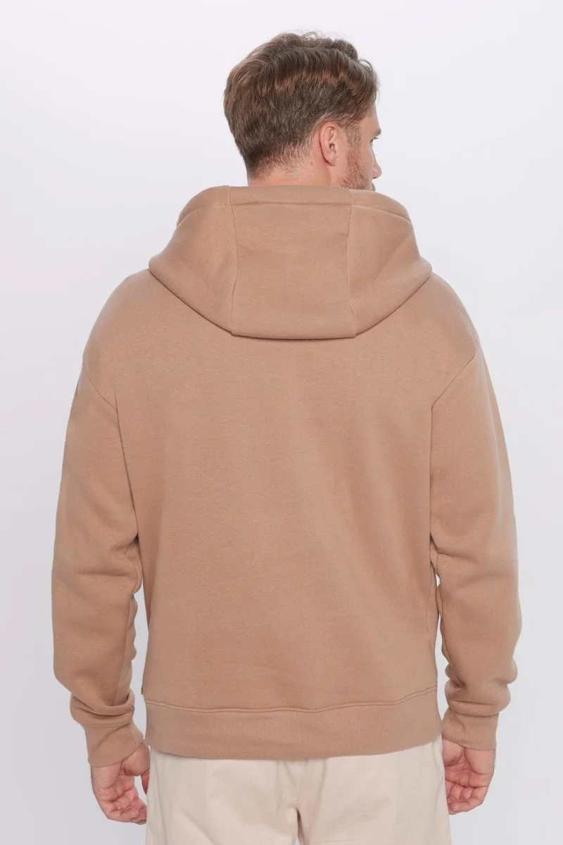 تودورس Unisex Oversize Wide Cut Cotton Soft Textured Polar Fleece Basic Mink Color Hooded Sweatshirt
