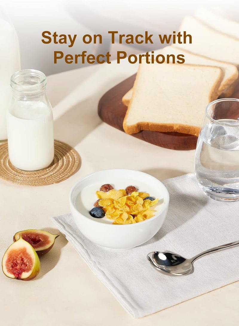 Yedio Small Bowls Set, White Ceramic Bowls of 6, 10 oz Porcelain Bowl for Kitchen Dessert Rice Side Dish Snack Soup Fruits Cereal Ice Cream, Microwave Dishwasher Freezer Oven Safe Easy Clean Stackable - Image 3