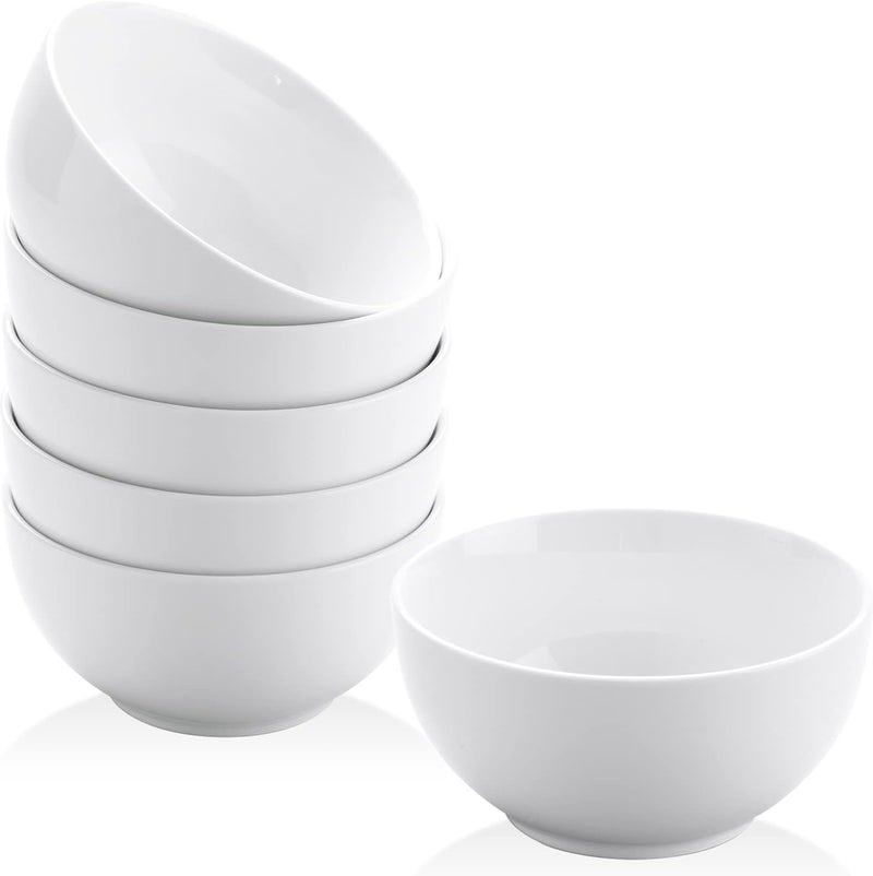 Yedio Small Bowls Set, White Ceramic Bowls of 6, 10 oz Porcelain Bowl for Kitchen Dessert Rice Side Dish Snack Soup Fruits Cereal Ice Cream, Microwave Dishwasher Freezer Oven Safe Easy Clean Stackable - Image 1