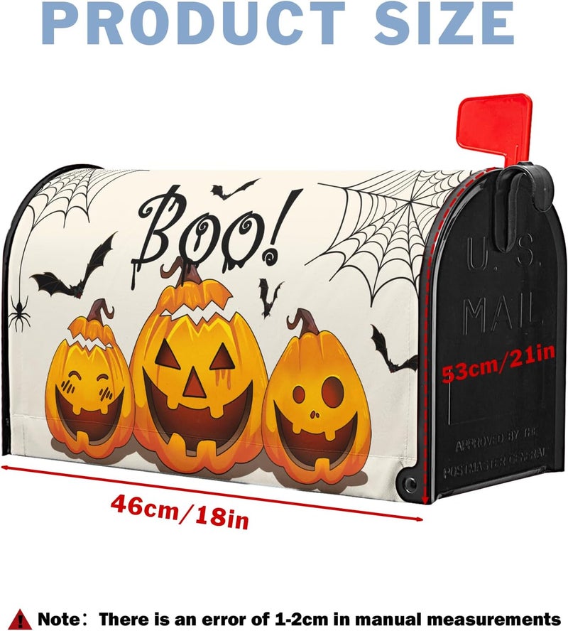 Farg Halloween Pumpkin Mailbox Covers Magnetic Autumn Fall Pumpkins Mailbox Cover Standard Size 21 x 18 Inch Spiderweb Farmhouse Mail Box Wraps for Farmhouse Garden Yard Decor - Image 3