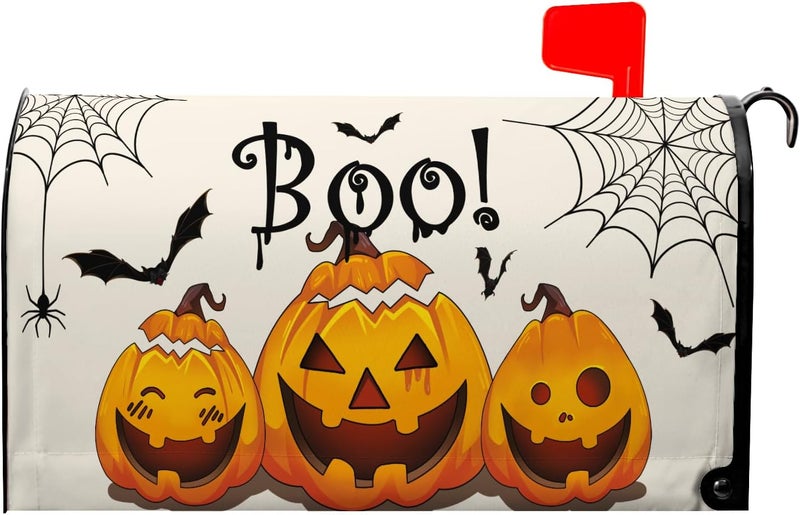 Farg Halloween Pumpkin Mailbox Covers Magnetic Autumn Fall Pumpkins Mailbox Cover Standard Size 21 x 18 Inch Spiderweb Farmhouse Mail Box Wraps for Farmhouse Garden Yard Decor - Image 1