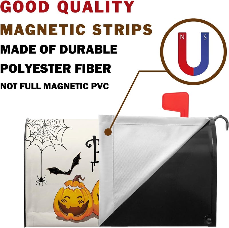 Farg Halloween Pumpkin Mailbox Covers Magnetic Autumn Fall Pumpkins Mailbox Cover Standard Size 21 x 18 Inch Spiderweb Farmhouse Mail Box Wraps for Farmhouse Garden Yard Decor - Image 4
