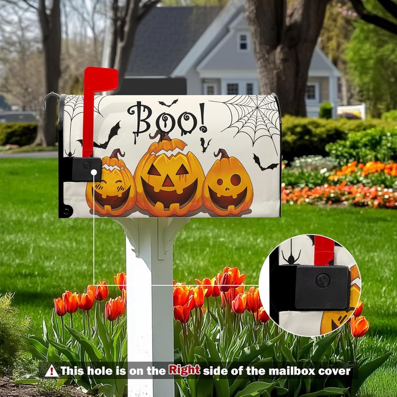 Farg Halloween Pumpkin Mailbox Covers Magnetic Autumn Fall Pumpkins Mailbox Cover Standard Size 21 x 18 Inch Spiderweb Farmhouse Mail Box Wraps for Farmhouse Garden Yard Decor - Image 5