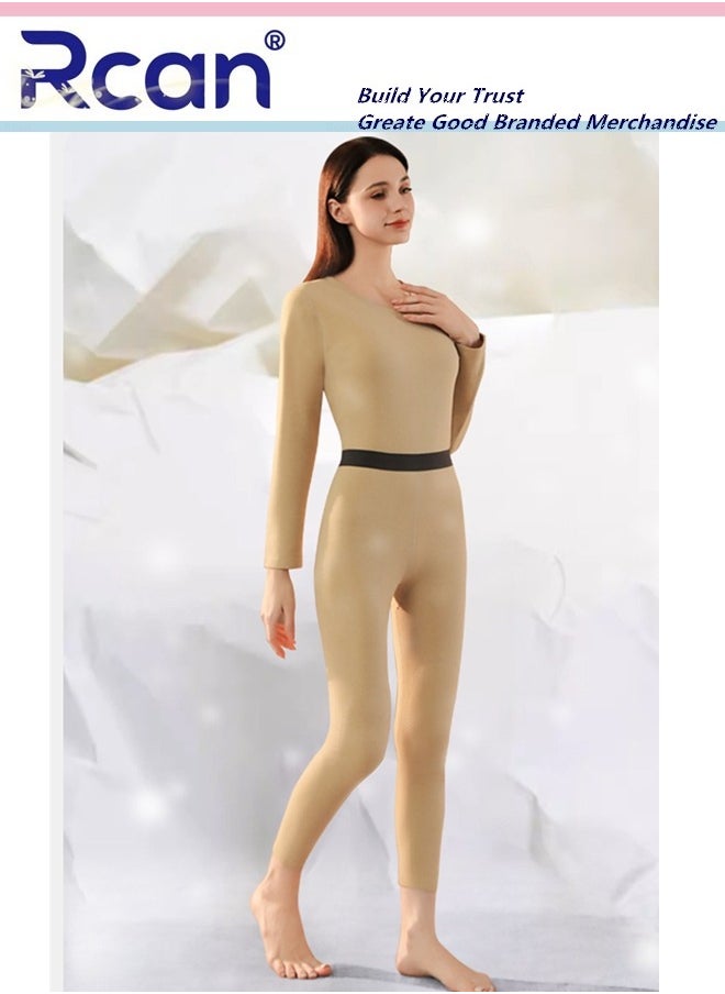Rcan - Women's Thermal Underwear Set Crew Neck Elasticity Long Sleeve Winter  Base Layer Bottom Shirt 2 Piece Slim Fit Fleece Lined Top and Pants - Image 1