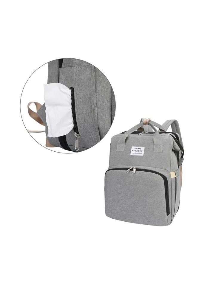 1-Piece Waterproof Large Capacity Nursing Bag Stretching Bed for Baby,Thermal Storage Milk Bin,Wet and Dry Separation Mummy Bag,Multi Bed Package,Diaper Bag,Colour Gray - Image 4