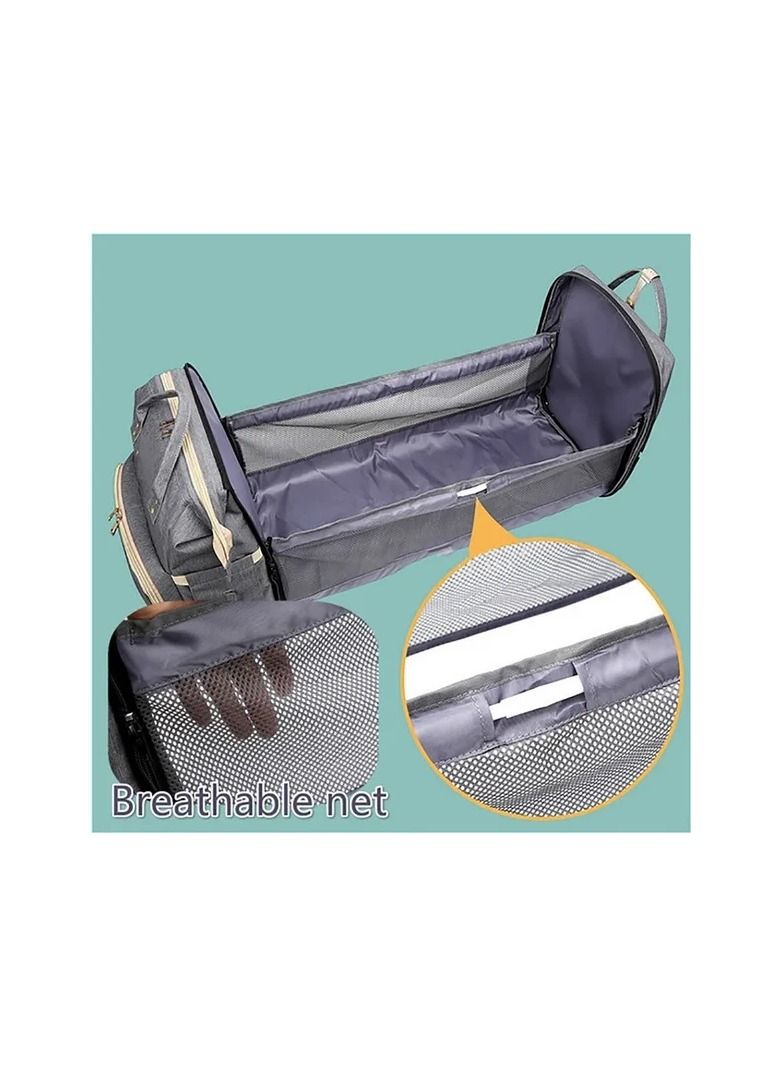 1-Piece Waterproof Large Capacity Nursing Bag Stretching Bed for Baby,Thermal Storage Milk Bin,Wet and Dry Separation Mummy Bag,Multi Bed Package,Diaper Bag,Colour Gray - Image 3