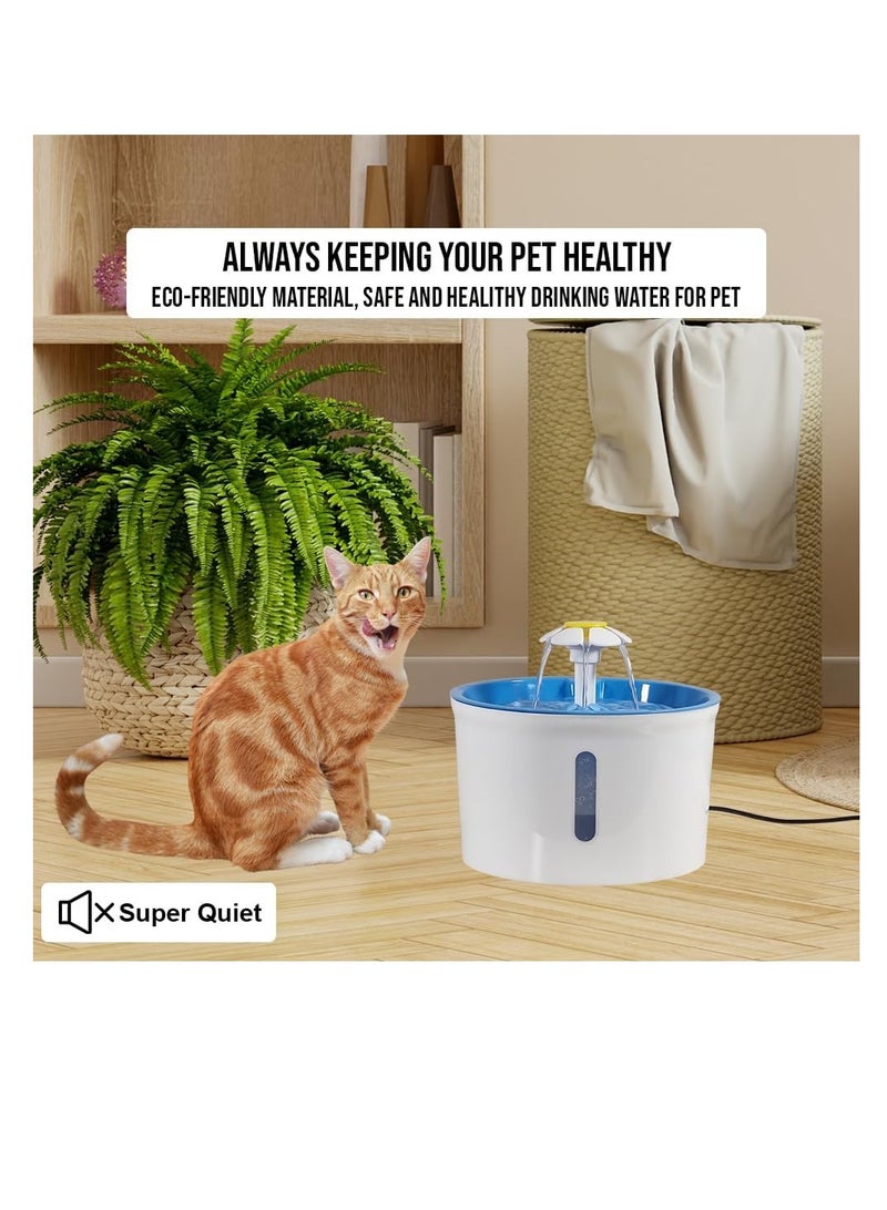 أن ان سي بيتس نافورة مياه للقطط، سعة كبيرة 1.6 لتر، نظام ترطيب أوتوماتيكي للحيوانات الأليفة داخل المنزل مع نافذة لمستوى المياه، نافورة مياه هادئة للغاية، تعمل بالطاقة عبر USB، مثالية للقطط والكلاب الصغيرة 16 سم (أزرق) - Image 5