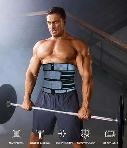 TAILONG Waist Trainer for Men - Sweat Band Trimmer Belt Fajas Para Hombres Stomach Wrap Workout Body Shaper Grey - Image 4