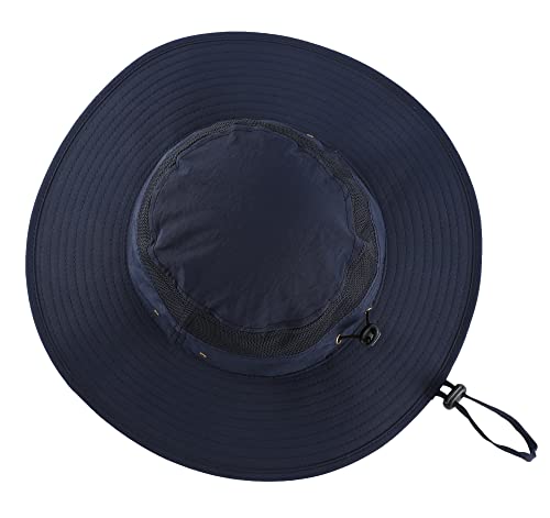 Home Prefer Mens Sun Hat Wide Brim Bucket Hat UPF 50+ Sun Protection Hat for Outdoor Fishing Hunting Camping Beach Safari Navy Blue - Image 3