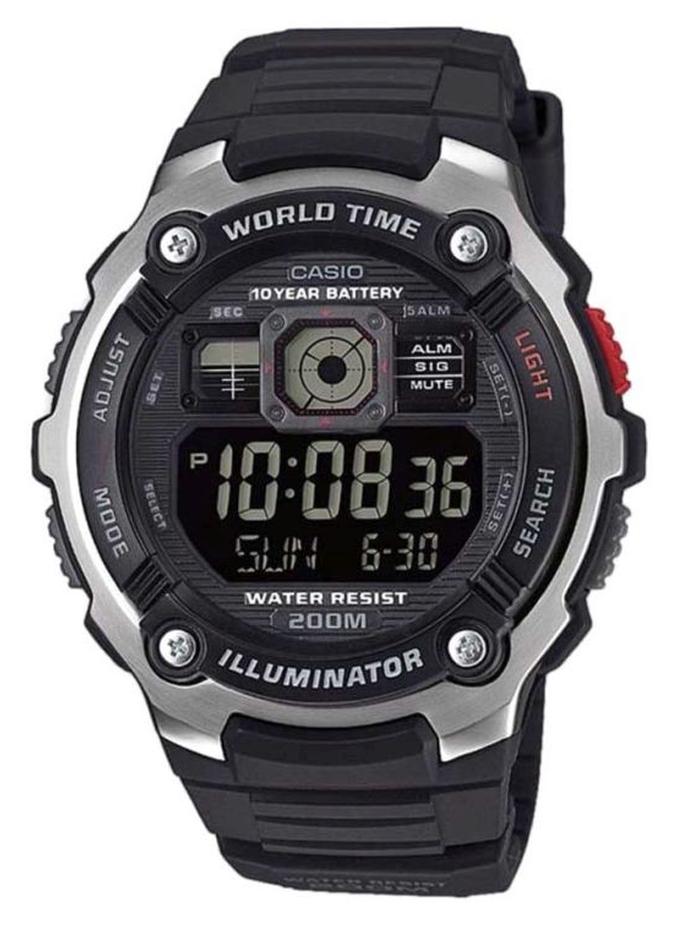 كاسيو ساعة يد إلومينيتور رقمية ومقاومة للماء طراز AE-2000W-1BVEF - مقاس 48 مم - لون أسود رجال - Image 1