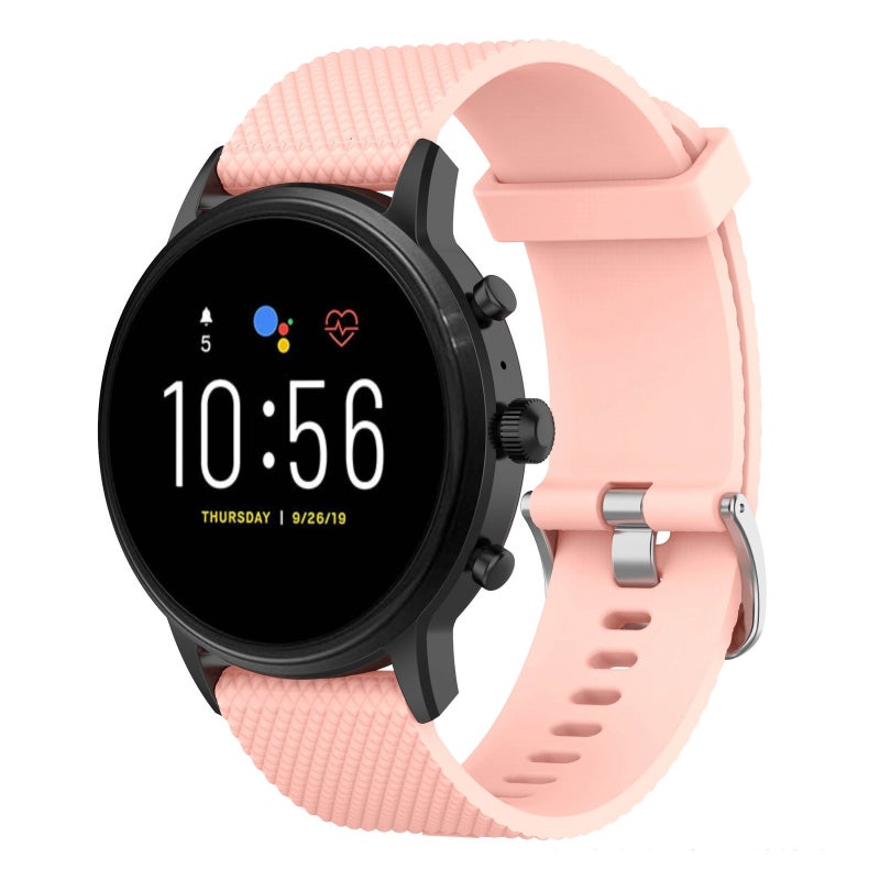 إيروريكس سوار معصم من السيليكون الملمس 22 مم لساعات Fossil Gen 5 Carlyle وGen 5 Julianna وGen 5 Garrett وGen 5 Carlyle Hr (وردي) - Image 1